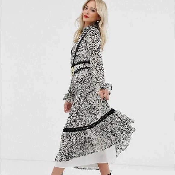 ASOS | Dresses | Asos Design Lace Insert Maxi Dress In Leopard Print |  Poshmark